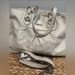 Coach leather purse handbag white boho